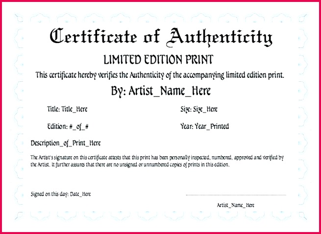 diamond certificate of authenticity template limited edition print new art fine photography authent