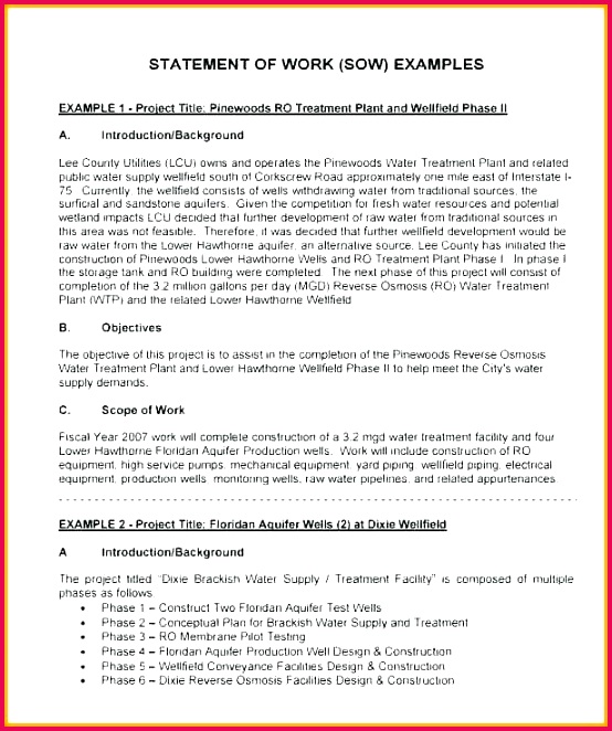 scope of work template free sow sample statement word pdf simple project document examples it example