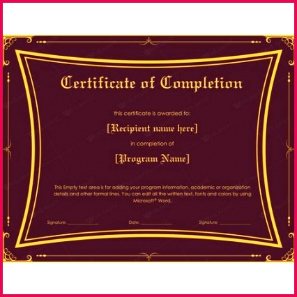 Certificate Achievement Word Template Unique Template for Certificate Pletion Luxury Word Certificate