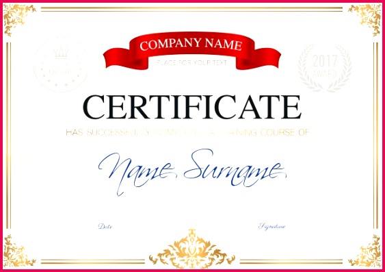 Certificate of pletion template