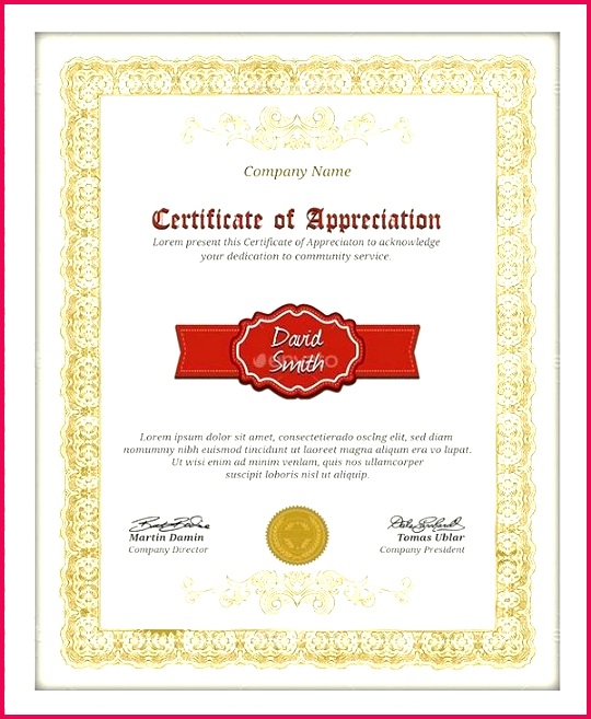 appreciation certificate template word of doc