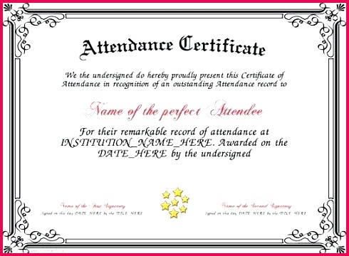 certificate attendance template printable of at course sample