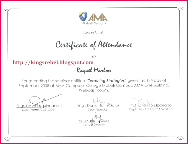 free certificate of participation sample attendance in a seminar copy perfect award template word monster phone number