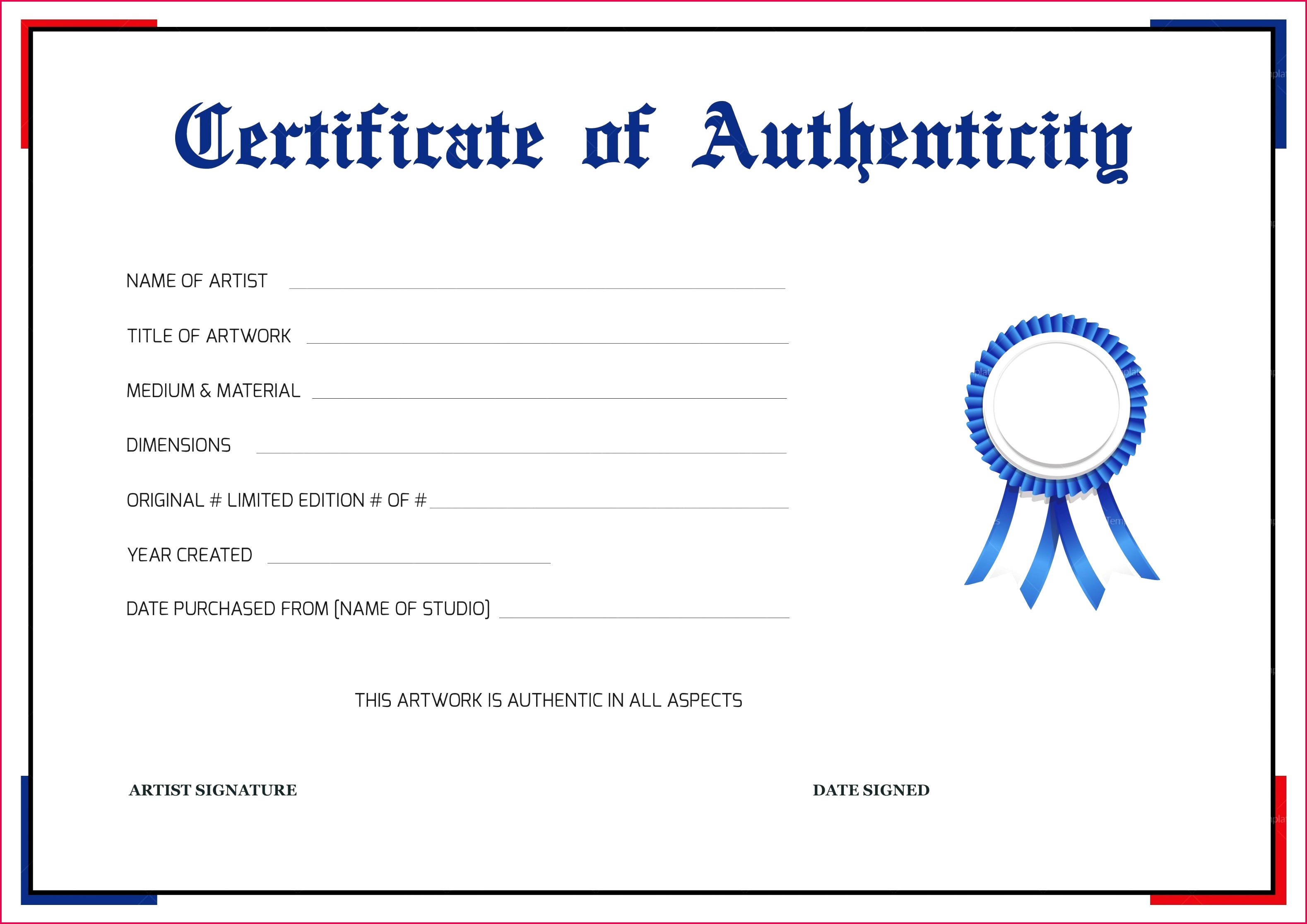 free printable certificate of authenticity templates 011 artwork template resume art example