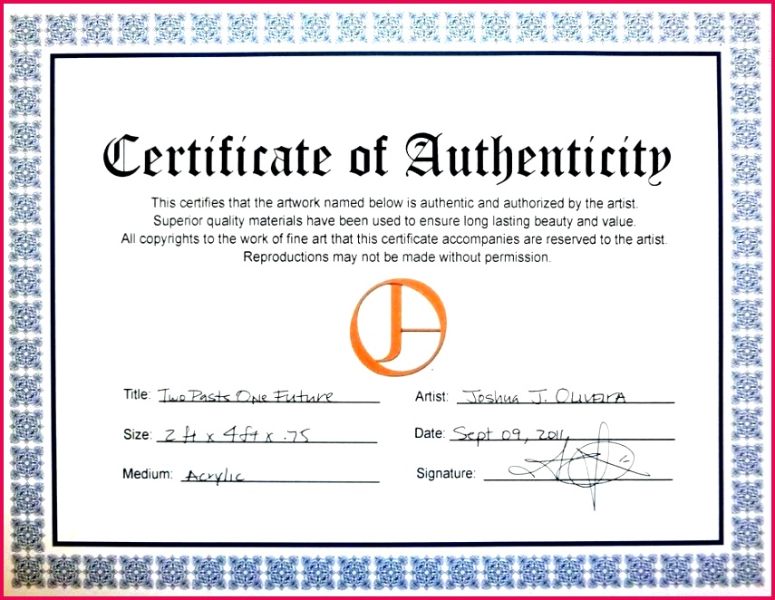 modern certificate of authenticity template autograph easy writing signature