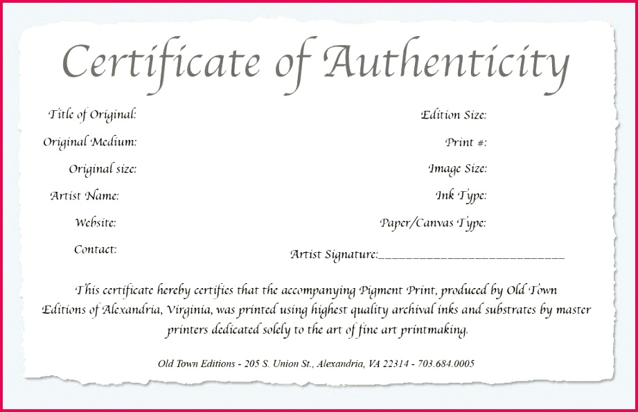 certificate of authenticity a fine art print artwork template martial templates free