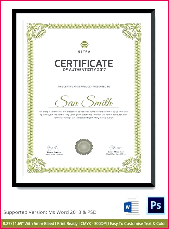 blank certificate of authenticity art authentication template free