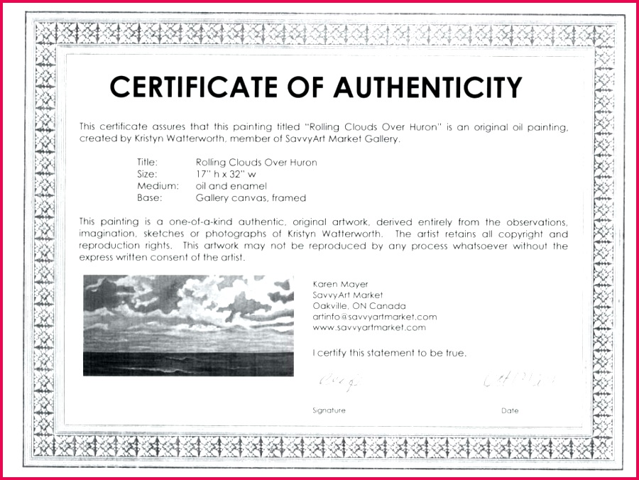 sample certificate of authenticity for originals photography template