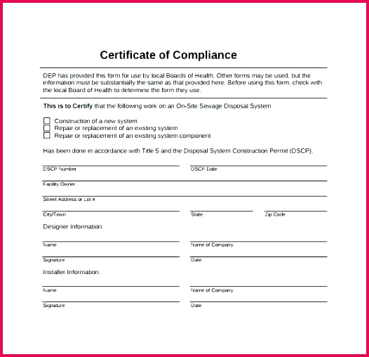 certificate of pliance form template manufacturing forma