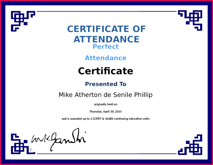 Certificate of Attendance Template 4454