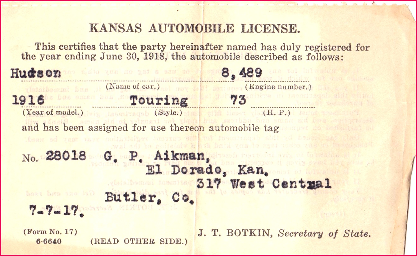 Vehicle registration certificate