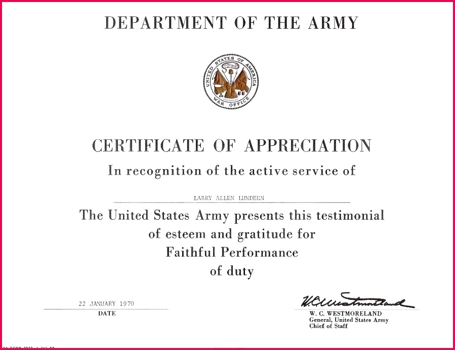 army certificate achievement template training us templates
