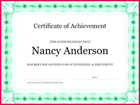 Certificate of achievement green