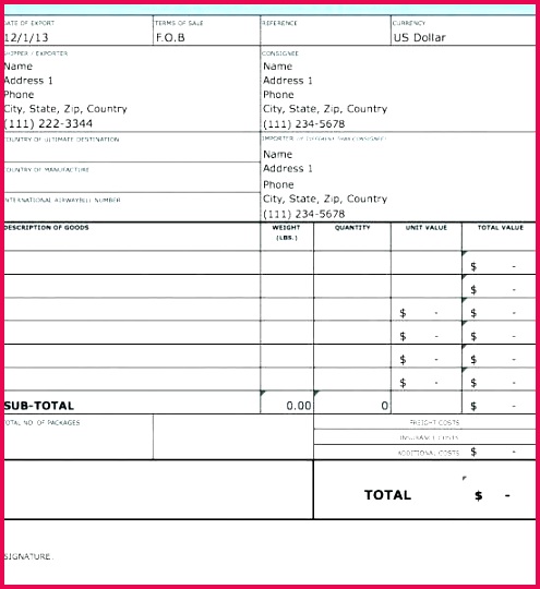 mercial invoice form template free dhl invo