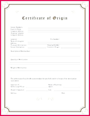 certificate of origin template form a astonishing forms free