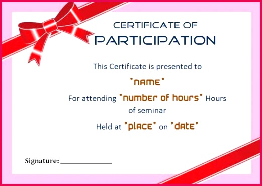 certificate of participation in seminar sample template