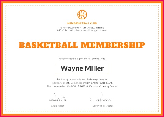 Basketball Certificate Template