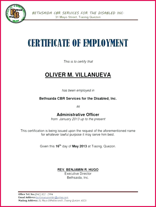 certificate employment sample request letter cover of format work pletion samples in word for template