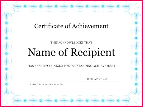 certificate of achievement blue appreciation template word army wording examples certificates