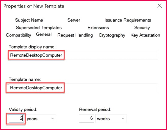 RDP Certificate template1