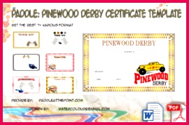 Pinewood Derby Certificate Template by Paddle 300x198