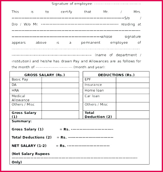 salary sample format annual employee certificate template cash permanent of employment work pletion