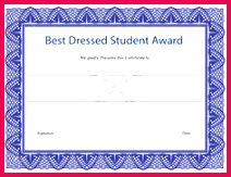 Best Dressed Student Award Certificate Template Download
