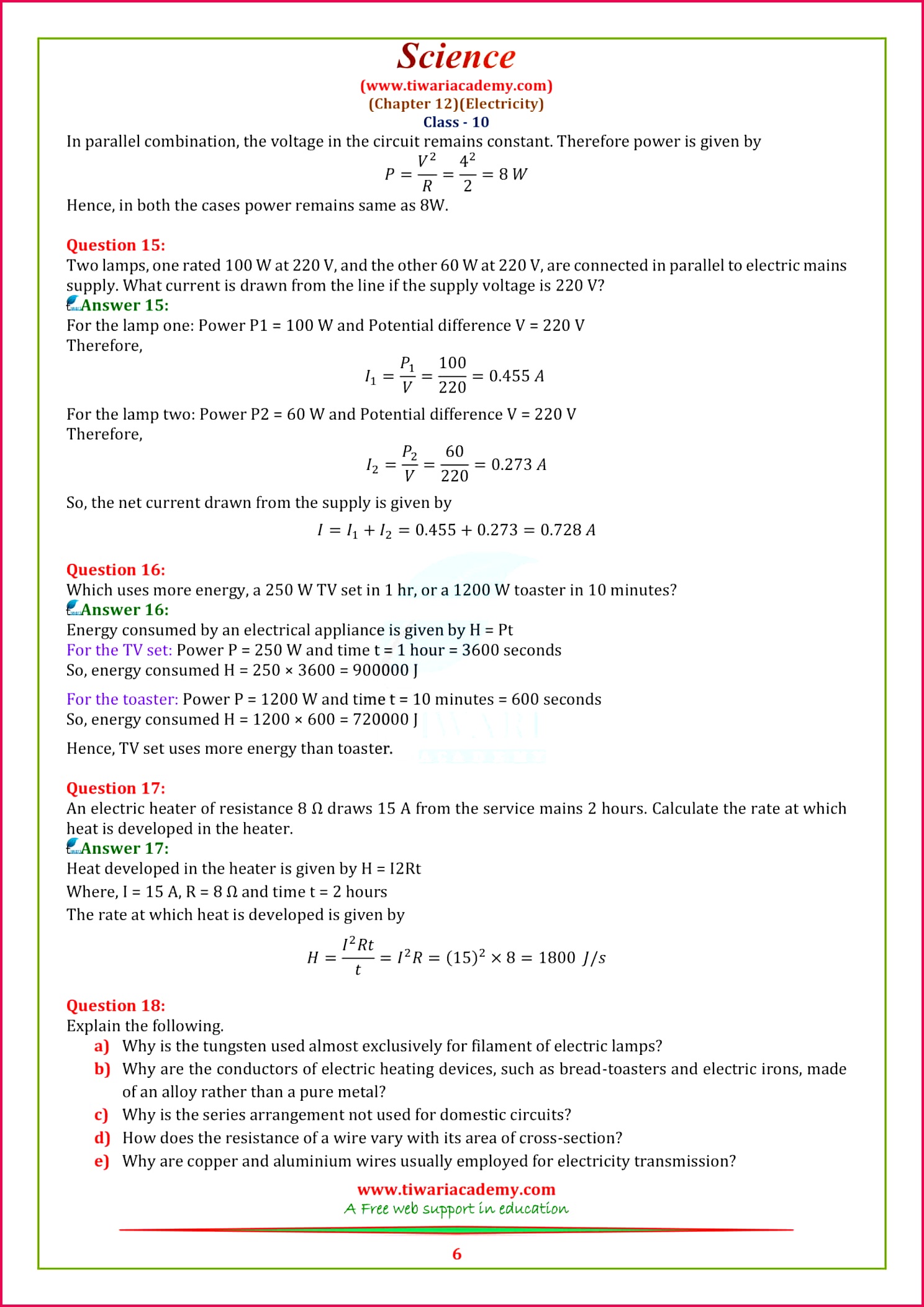 10 Science NCERT Solutions chapter 12 Exercises 6