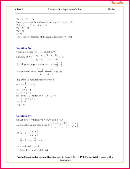 Equation of a Line Solutions for ICSE Board Class 10 Mathematics Concise Selina Publishers