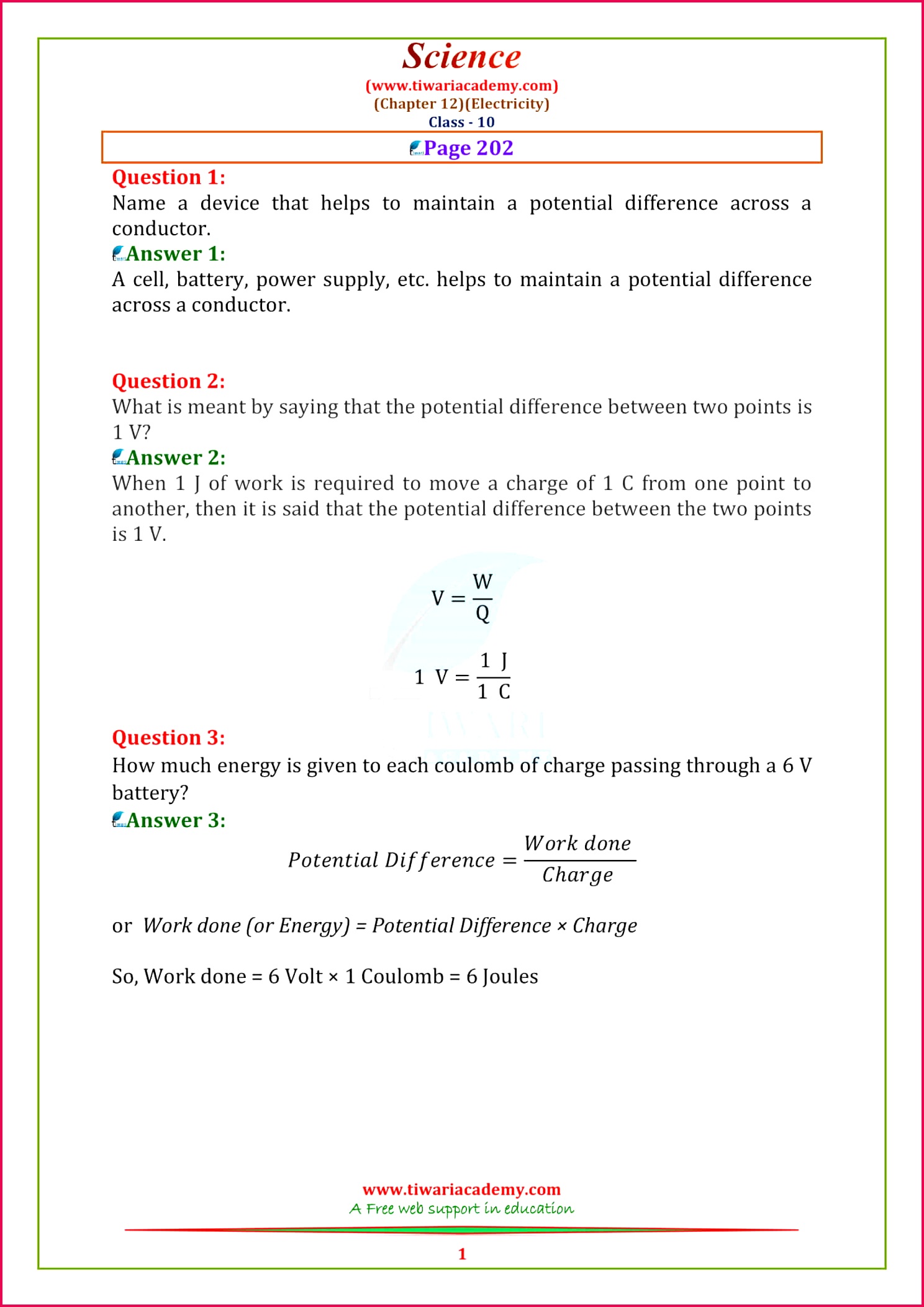 10 Science NCERT Solutions chapter 12 Page 202 1