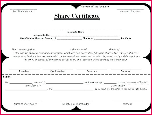 free share certificate template of pletion stock unique