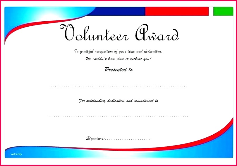 volunteer certificate template recognition award parent service employee years of