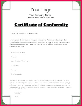 certificate of pliance template for manufacturing gallery free cute templat