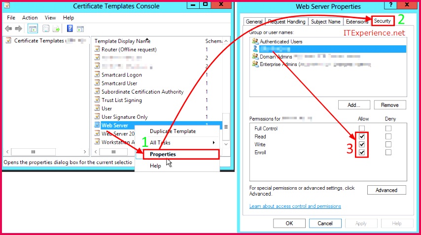 Set Permissions on Certificate Template