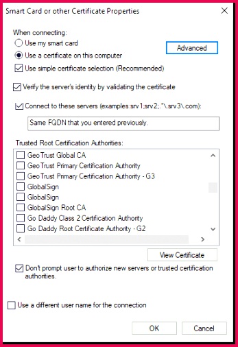 Controlling the local certificate used for Always VPN authentication