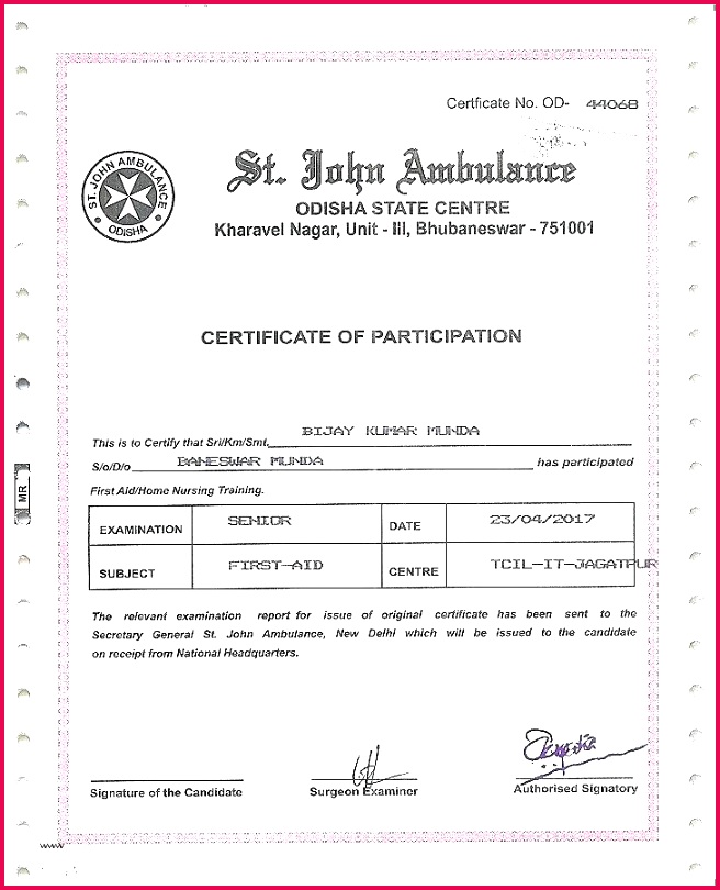 Certificate ordination Template