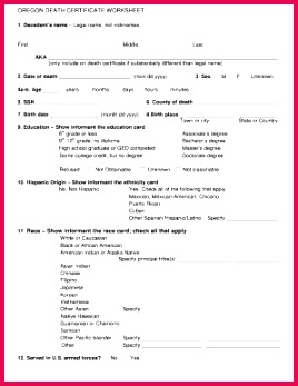 Cremation Certificate Format Fill line Printable Fillable Blank