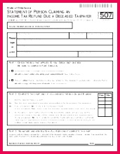 statement of person claiming an in e tax refund due a