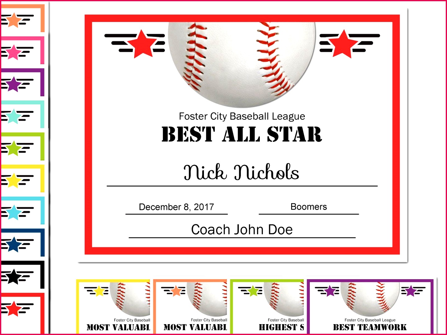 editable pdf sports team baseball certificate award template in 10 with