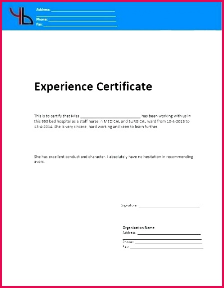 Experience Letter Format For Accountant With Job Certificate Sample 578449 experience letter format in word co work certificate template doc