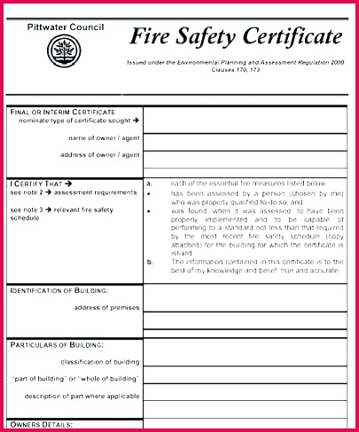 certificate template lovely fire safety free food training templates policy hse plan