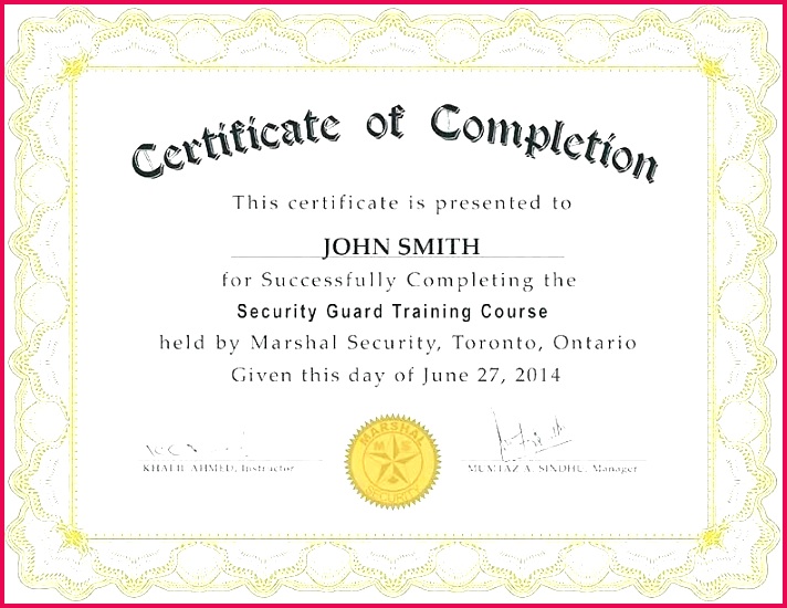 security guard certificate template of on the job training pletion ideas fire warden sample pretty best security guard certificate template of on the job training job specific training template