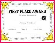 1st place award printable