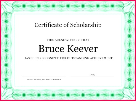 Certificate of scholarship formal green border