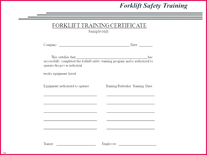 forklift safety training certificate template certification card fire free fo