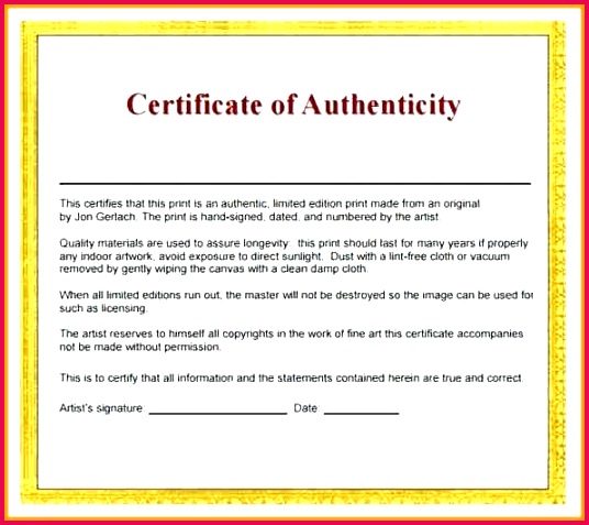 certificate of authenticity template templates free photography