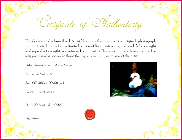 letter of authenticity template certificates for artist certificate free printable art by tablet word authentication signature aut