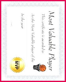 free printable sports certificate Basketball MVP Award Templates Free Certificate Templates Templates Printable