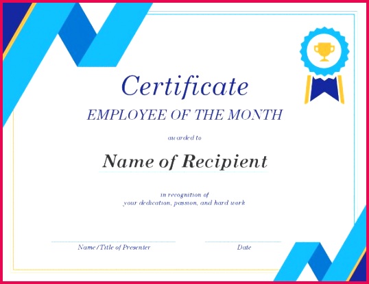 Employee of the month certificate