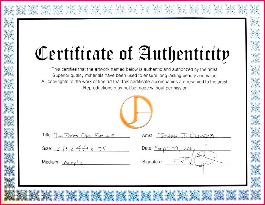 letter of authenticity template certificate free word printable cert artist art fine photography templa